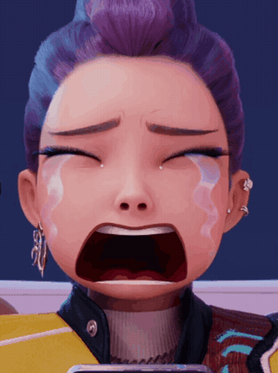 Cartoon Girl With Purple Hair Crying GIF