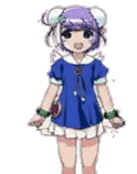 Cartoon Girl With Purple Hair In Blue Dress Sticker