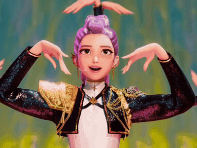 Cartoon Girl With Purple Hair Making Heart With Hands GIF