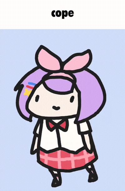 Cartoon Girl With Purple Hair Saying Cope GIF