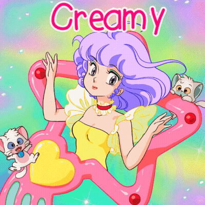 Cartoon Girl With Purple Hair Saying Creamy GIF