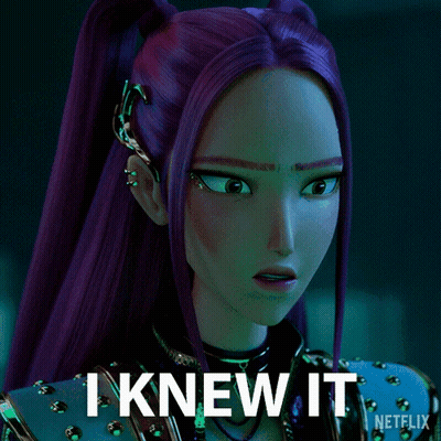 Cartoon Girl With Purple Hair Saying I Knew It GIF