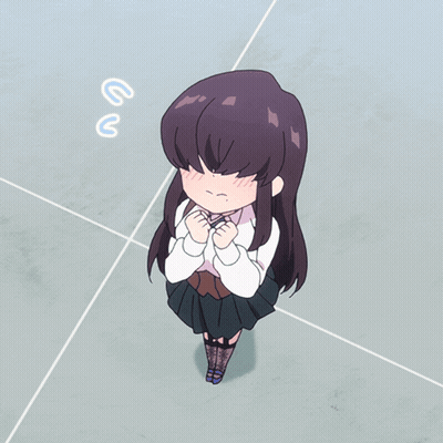 Cartoon Girl With Purple Hair Standing With Letters U And C GIF