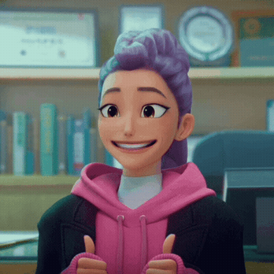 Cartoon Girl With Purple Hair Thumbs Up GIF