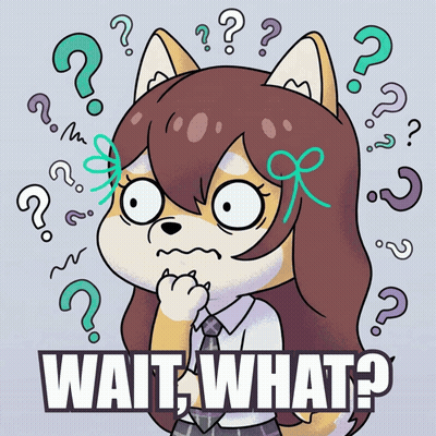 Cartoon Girl With Question Mark Saying Wait What GIF