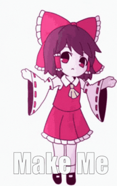 Cartoon Girl With Red Bow Saying Make Me GIF