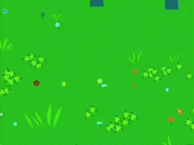 Cartoon Girl With Red Flowers Standing In Grass GIF