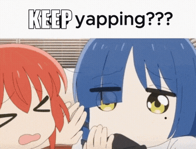 Cartoon Girl With Red Hair And Blue Hair Saying Keep Yapping GIF