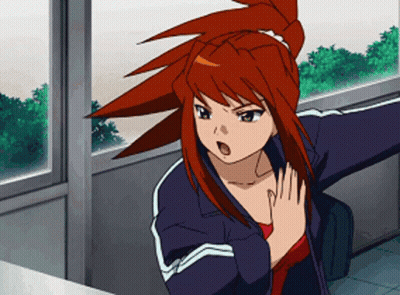 Cartoon Girl With Red Hair And Blue Jacket GIF