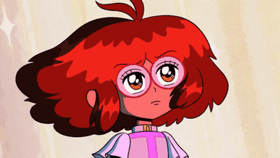 Cartoon Girl With Red Hair and Glasses