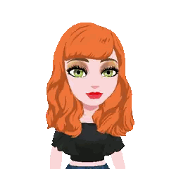 Cartoon Girl With Red Hair And Green Eyes Sticker