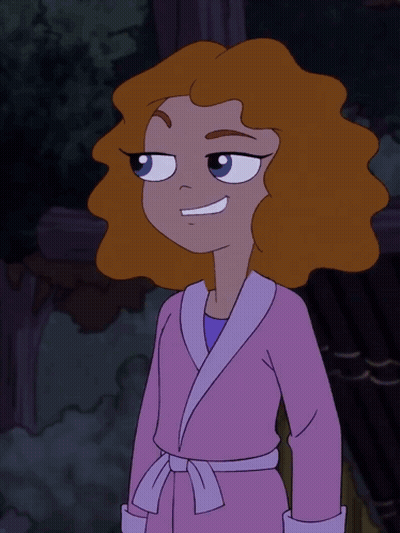 Cartoon Girl With Red Hair And Pink Robe GIF