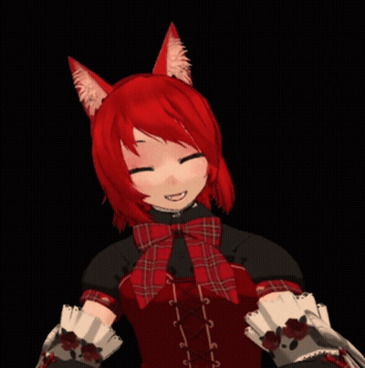 Cartoon Girl With Red Hair and White Ears Smiling