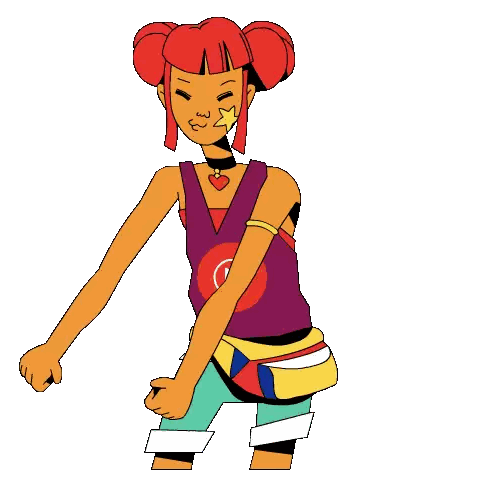 Cartoon Girl With Red Hair And Yellow Fanny Pack Sticker