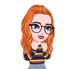 Cartoon Girl With Red Hair Glasses And Rainbow Shirt Sticker