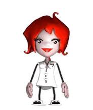 Cartoon Girl With Red Hair Holding Heart Sticker