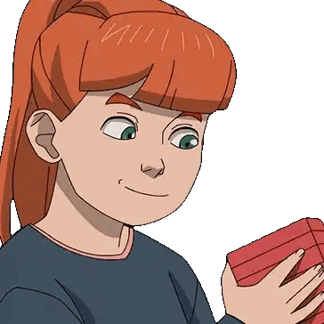 Cartoon Girl With Red Hair Holding Red Box Sticker