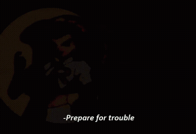 Cartoon Girl With Red Hair Saying Prepare For Trouble GIF