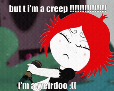 Cartoon Girl With Red Hair Singing Into Microphone GIF