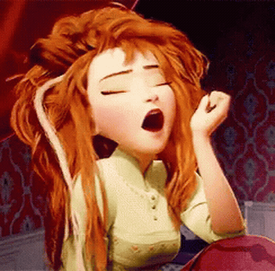 Cartoon Girl With Red Hair Yawning Eyes Closed GIF