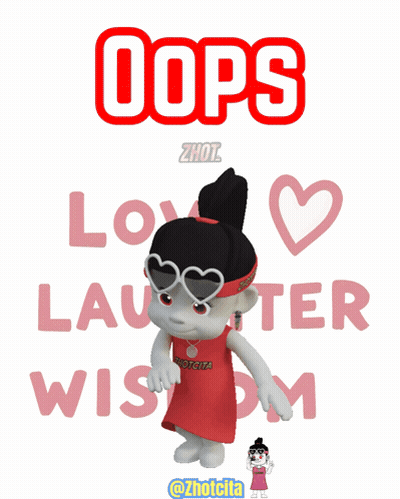 Cartoon Girl With Red Headband Saying Oops Love Laughter Wisdom GIF