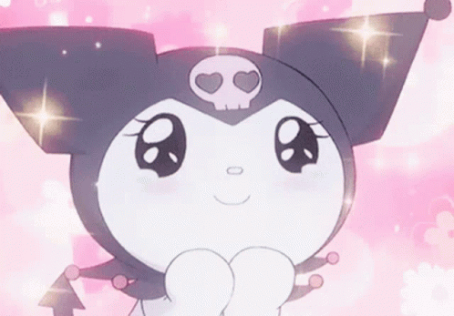 Cartoon Girl With Skull Head And Heart Eyes GIF