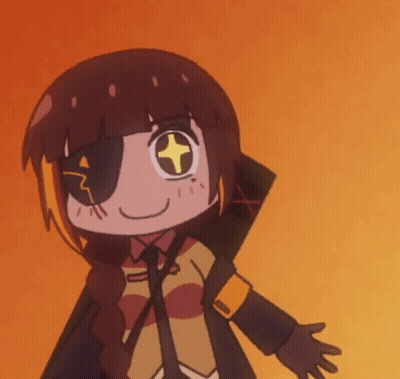 Cartoon Girl With Star In Eye On Orange Background GIF