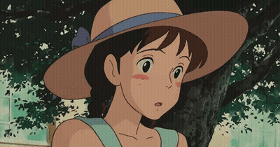 Cartoon Girl With Straw Hat And Blue Ribbon GIF