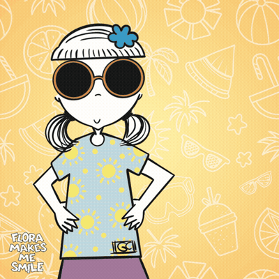 Cartoon Girl With Sunglasses And Flower Sun And Fun GIF