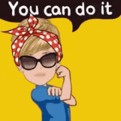 Cartoon Girl With Sunglasses And Red White Headband Flexing Muscles GIF