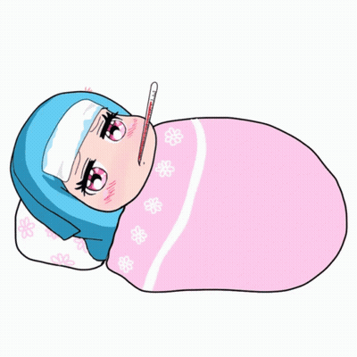 Cartoon Girl With Thermometer In Mouth GIF