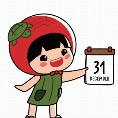 Cartoon Girl With Turtle Hat Holding Calendar Saying Happy 2020 GIF