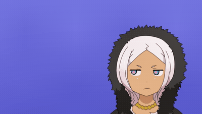 Cartoon Girl With White Hair And Black Fur Hood GIF