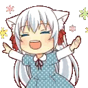Cartoon Girl With White Hair And Cat Ears Sticker