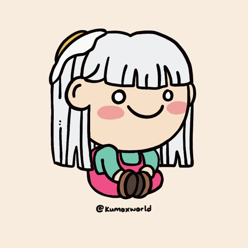 Cartoon Girl With White Hair And @Kumoxworld GIF