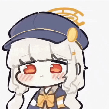 Cartoon Girl With White Hair Red Eyes Blue Hat GIF