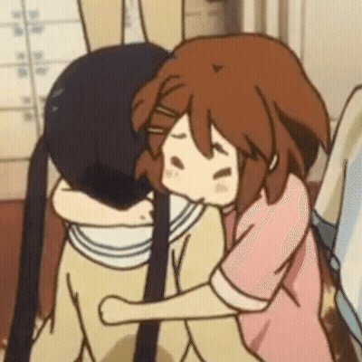 Cartoon Girls Hugging Sitting Together GIF