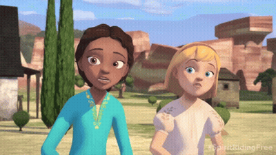 Cartoon Girls Next To Each Other Spirit Riding Free GIF