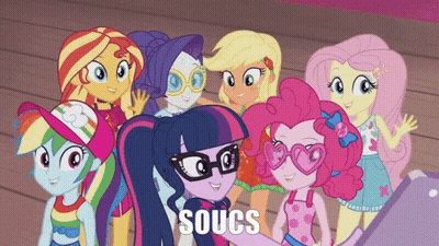 Cartoon Girls Posing With Soucs GIF