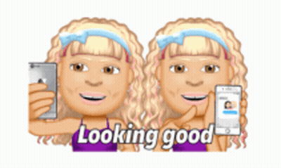 Cartoon Girls Taking Selfie Saying Looking Good GIF