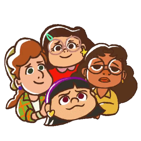 Cartoon Girls With Different Expressions Sticker