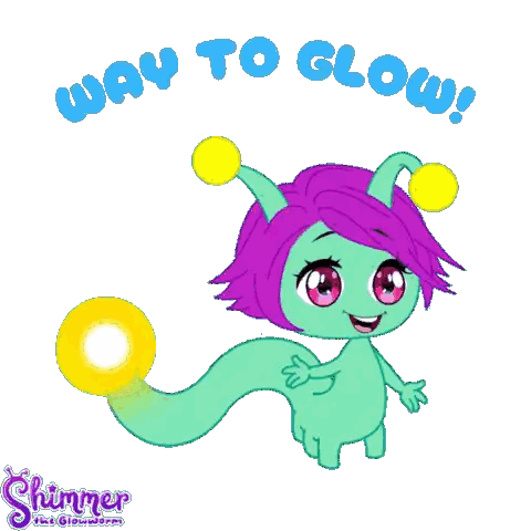 Cartoon Glowworm Saying Way To Glow Sticker