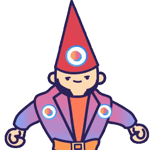 Cartoon Gnome With Red Hat And Purple Jacket Sticker