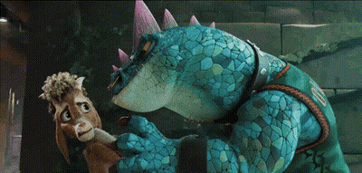 Cartoon Goat And Lizard Playing Cards GIF