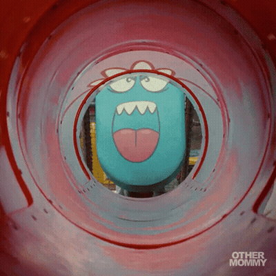 Cartoon Going Down Slide Saying Other Mommy GIF