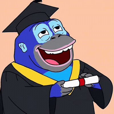 Cartoon Gorilla In Graduation Cap And Gown GIF
