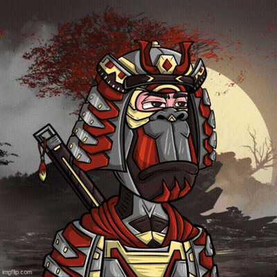 Cartoon Gorilla In Samurai Costume GIF