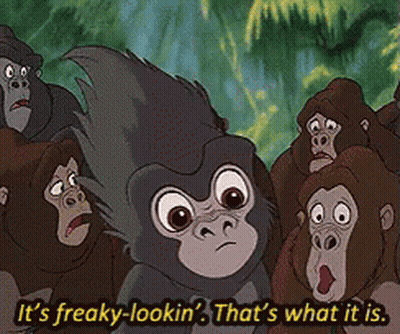 Cartoon Gorilla Says It's Freaky Looking GIF