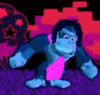 Cartoon Gorilla Standing On Purple Surface GIF