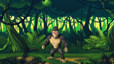 Cartoon Gorilla Wearing Sunglasses In Forest GIF